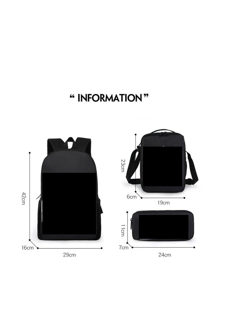 Bluejw 3 pcs Set C Ronaldo  Children Backpack Schoolbag Teen Boys School Book bag with Lunch Box Pen Case - Image 2