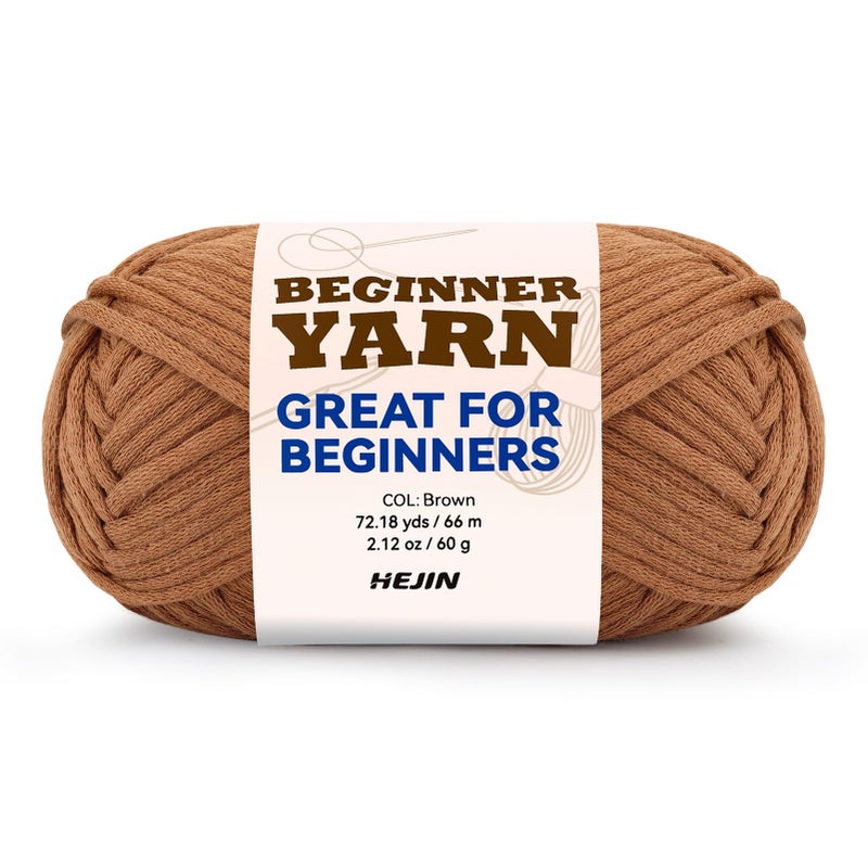 60g Brown Yarn for Crocheting and Knitting66m 72yds Cotton Yarn for Beginners with EasytoSee StitchesWorstedWeight Medium 4CottonNylon Blend Yarn for Beginners Crochet Kit Making
