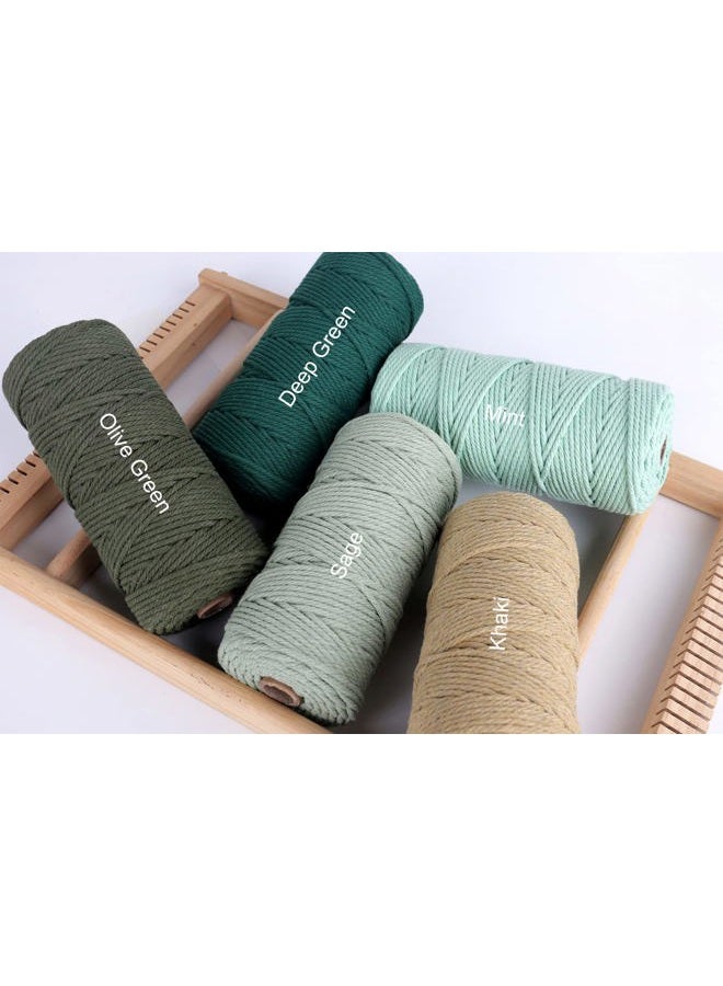 NOANTA Dark Green Macrame Cord 3mm x 109yards, Colored Macrame Rope, Cotton Rope Macrame Yarn, Colorful Cotton Craft Cord for Wall Hanging, Plant Hangers, Crafts, Knitting - Image 4