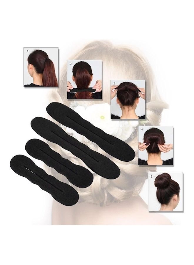 نيبمينينت مجموعة أدوات تصفيف الشعر مكونة من 4 قطع مصنوعة الإسفنج ملائمة لعمل كعكة والضفائر، تحوي قطعتين بحجم كبير وقطعتين صغير أسود - Image 2