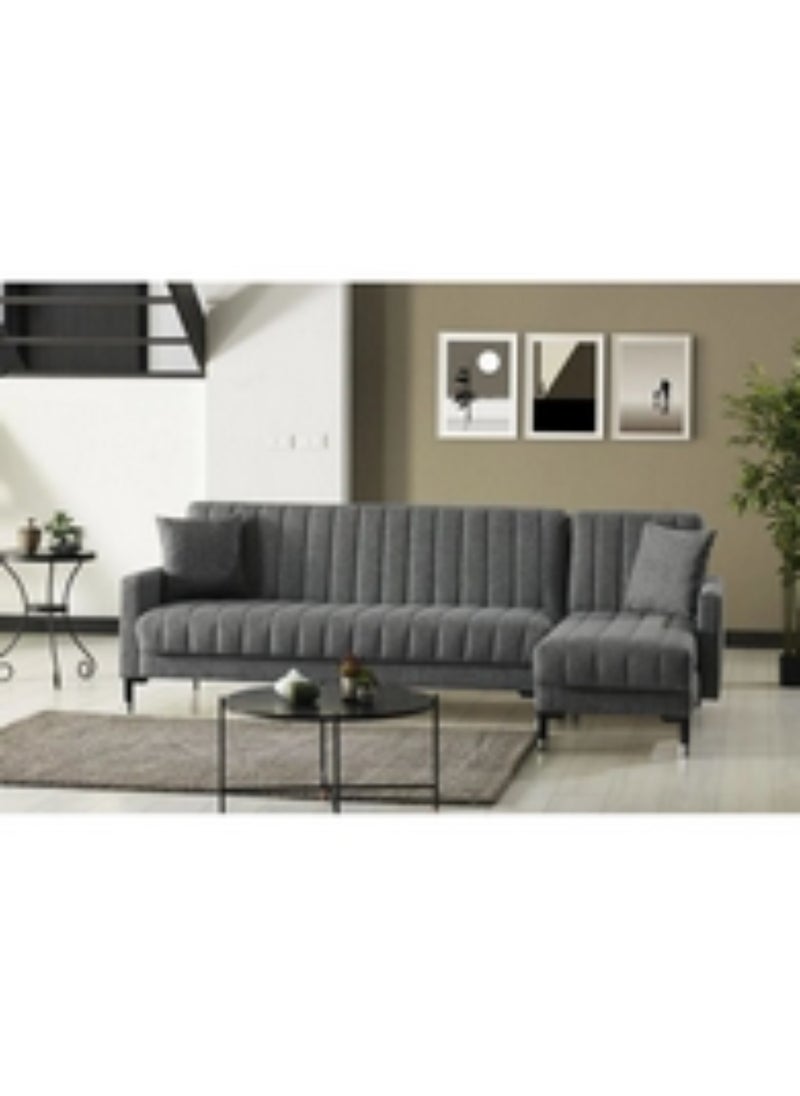 Homzmart Swedish Wood and Linen L-Shape Sofa- Grey  - Image 2