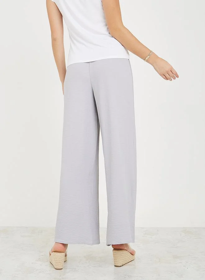 Styli Wide Leg Pants with Elasticated Waistband