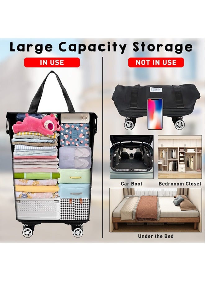 Generic - Folding Luggage Bag, 2-in-1 Rolling Duffle Bag with Expandable Capacity, 4 Detachable 360° Spinner Wheels for Smooth and Silent Travel - Image 1