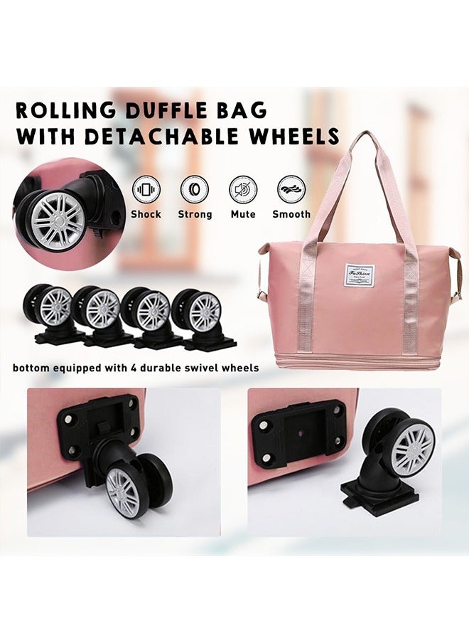 Generic - Folding Luggage Bag, 2-in-1 Rolling Duffle Bag with Expandable Capacity, 4 Detachable 360° Spinner Wheels for Smooth and Silent Travel - Image 1