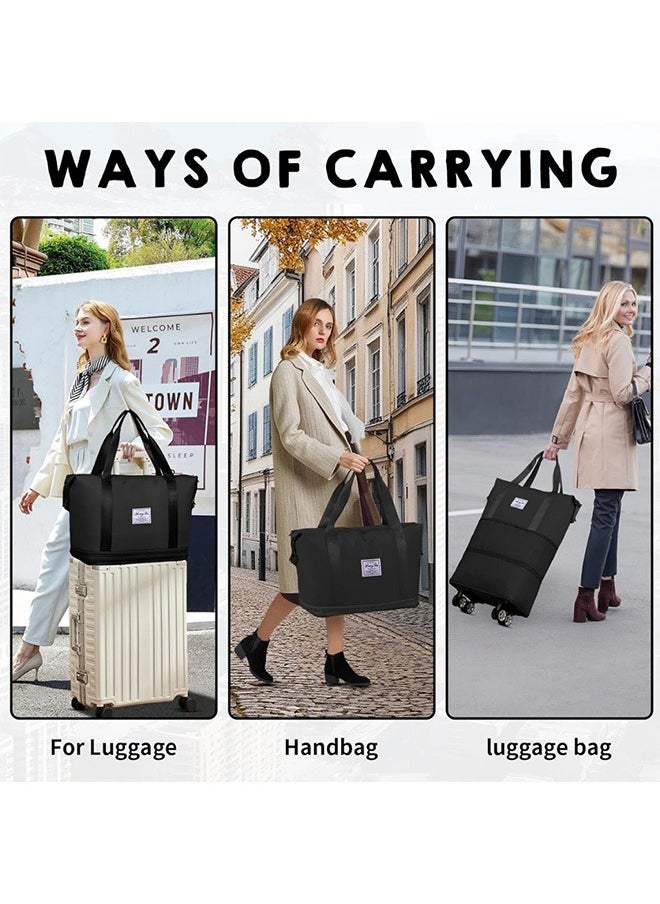 Generic - Folding Luggage Bag, 2-in-1 Rolling Duffle Bag with Expandable Capacity, 4 Detachable 360° Spinner Wheels for Smooth and Silent Travel - Image 1