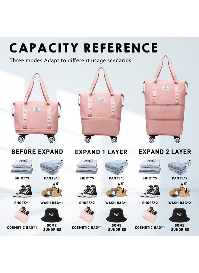 Generic - Folding Luggage Bag, 2-in-1 Rolling Duffle Bag with Expandable Capacity, 4 Detachable 360° Spinner Wheels for Smooth and Silent Travel - Image 1