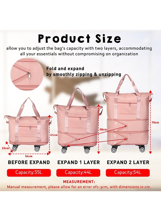 Generic - Folding Luggage Bag, 2-in-1 Rolling Duffle Bag with Expandable Capacity, 4 Detachable 360° Spinner Wheels for Smooth and Silent Travel - Image 1