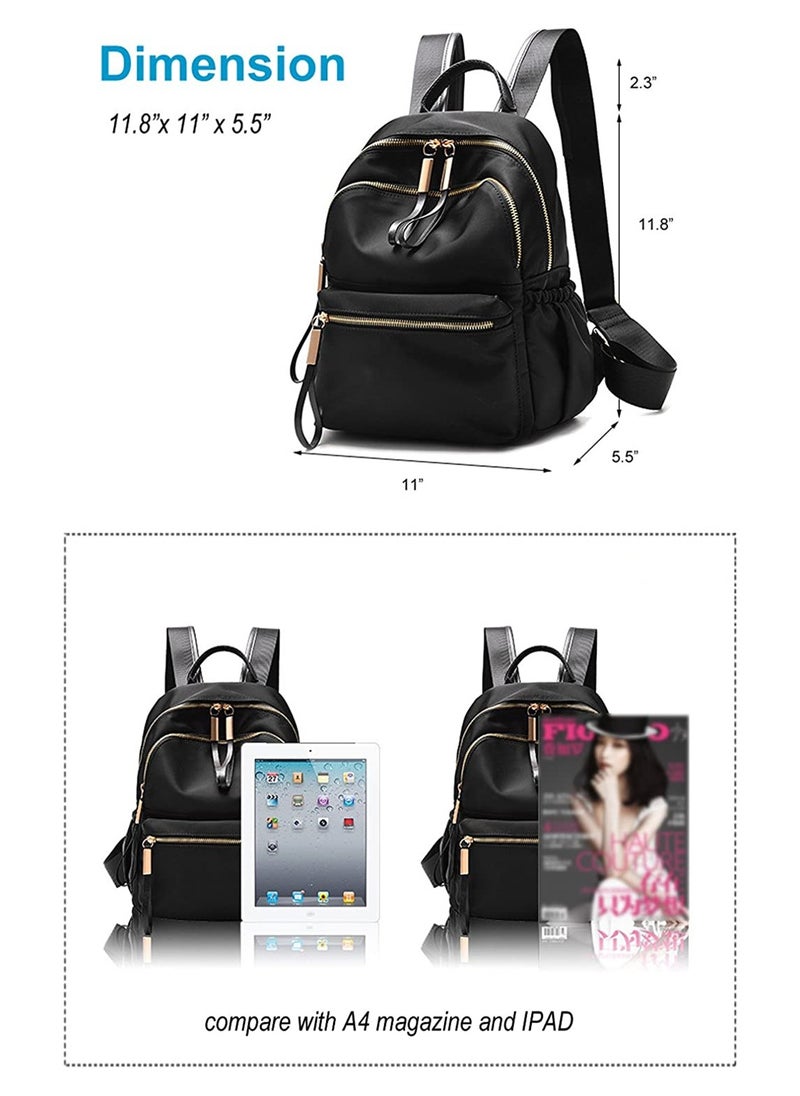 SYOSI - Waterproof Oxford Small Backpack Purse for Women School Bag for Girls, Mini Backpack for Adult Kids School Travel, Ladies Fashion Designer Rucksack Convertible Travel Shoulder Bag (Black) - Image 1