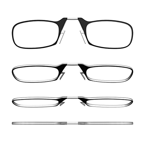 AEC Nose Resting Reading Glasses +1.75 Power Full Rim Stylish Dual-Tone Plastic Frame Eyeglasses with Phone Attachable Case for Men and Women (Black) - Image 4