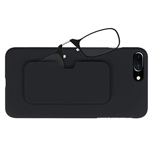 AEC Nose Resting Reading Glasses +1.75 Power Full Rim Stylish Dual-Tone Plastic Frame Eyeglasses with Phone Attachable Case for Men and Women (Black) - Image 3