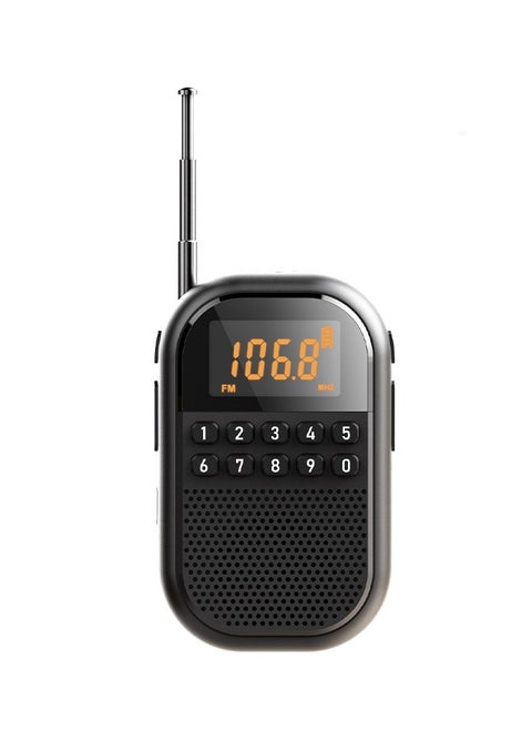 راديو شخصي محمول AM/FM مع سماعة بلوتوث - راديو جيب رقمي صغير قابل للشحن - يدعم بطاقة الذاكرة TF - مزود بشاشة LED ومؤقت نوم - يحتوي على مقبس سماعات للأذن - مثالي للمشي والجري (أسود)