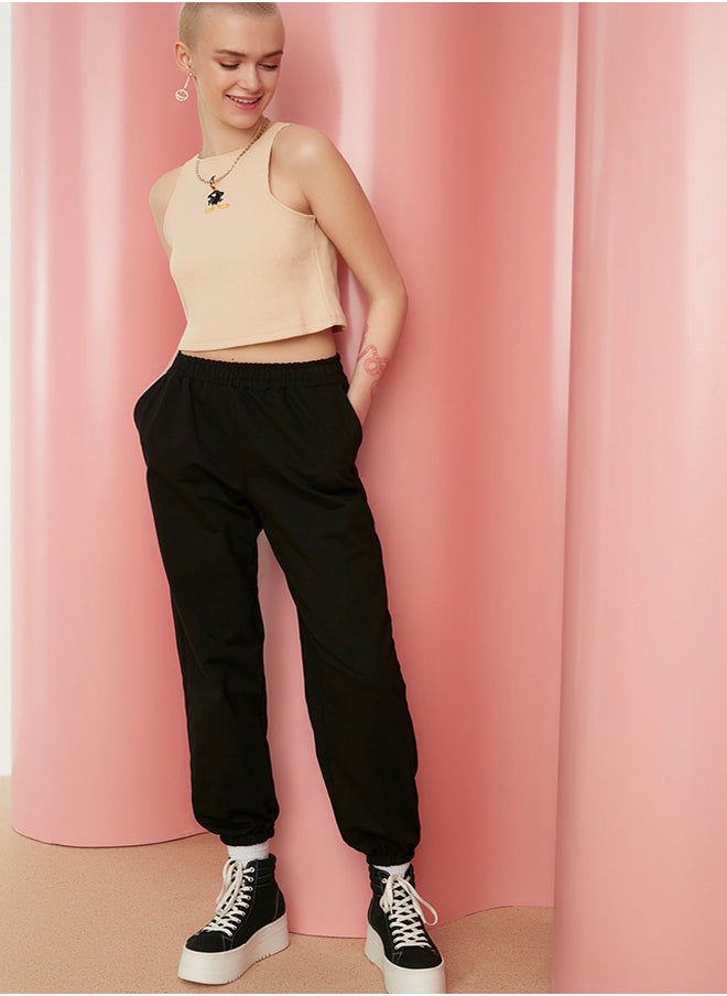trendyol - Black Loose Jogger Thin Knitted Sweatpants TWOAW22EA0041 - Image 1