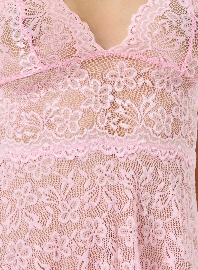 Styli  Floral Lace Babydoll with Brief Set for Women | Best Price UAE