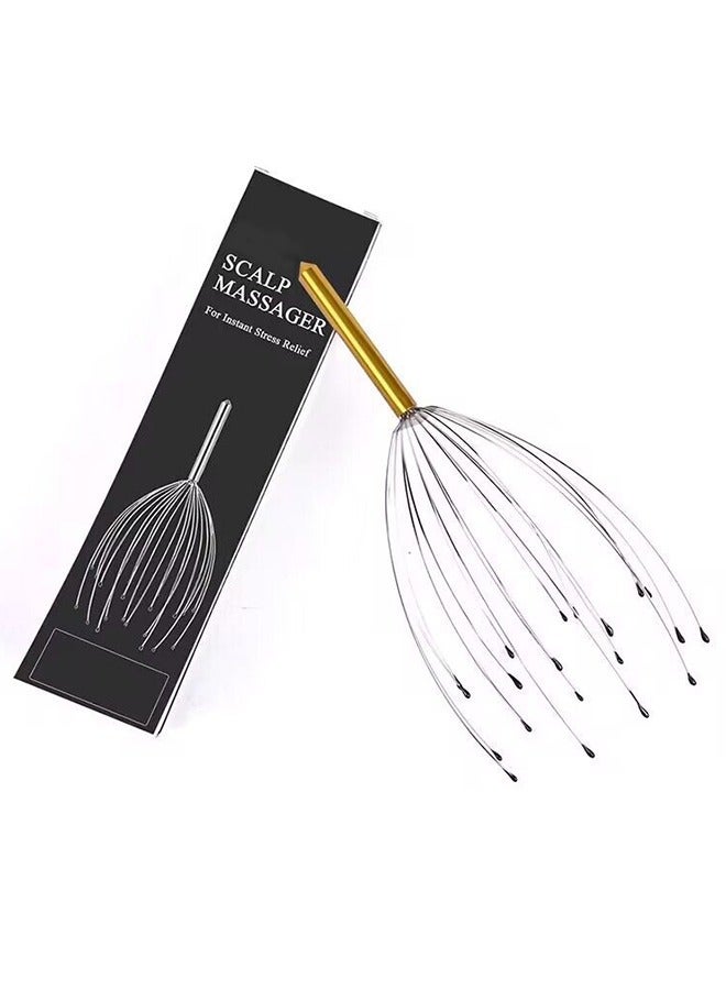 general Scalp Massagers, 20 Fingers Hand-held Massage Tingle, Head Massagers for Deep Relaxation, Stress Relief and Hair Stimulation,Gold - Image 1
