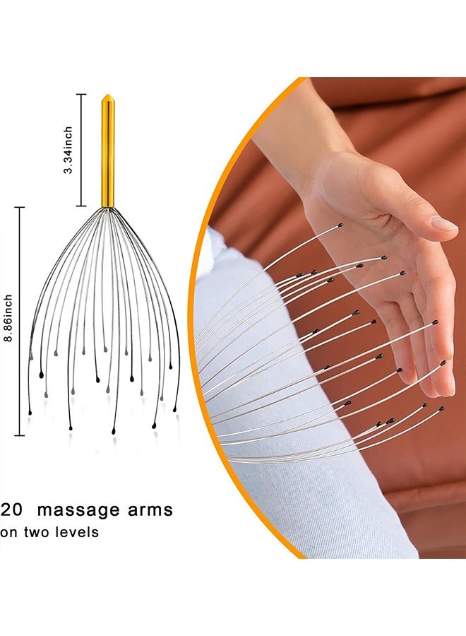general Scalp Massagers, 20 Fingers Hand-held Massage Tingle, Head Massagers for Deep Relaxation, Stress Relief and Hair Stimulation,Gold - Image 2