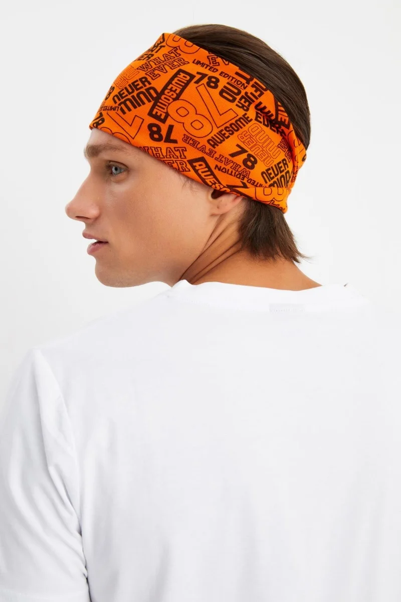 بوتيكجيز Orange Men's Cotton Combed Comb, Non-Slip, Ultra Light, Sport Wide Headband Bandana Buff