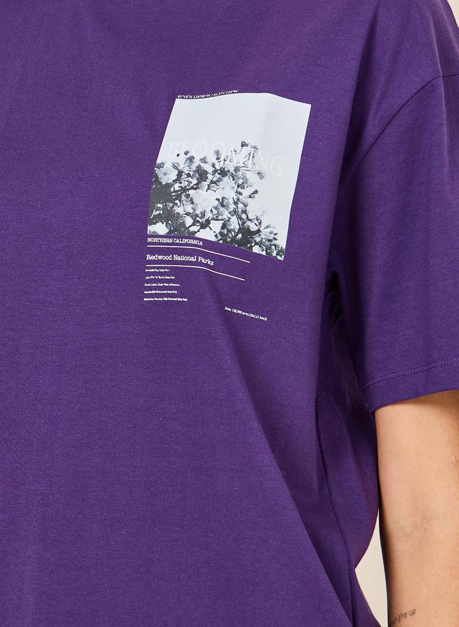 ستايلي تيشيرت أوفر سايز بياقة مستديرة وطبعة زهور - Image 4