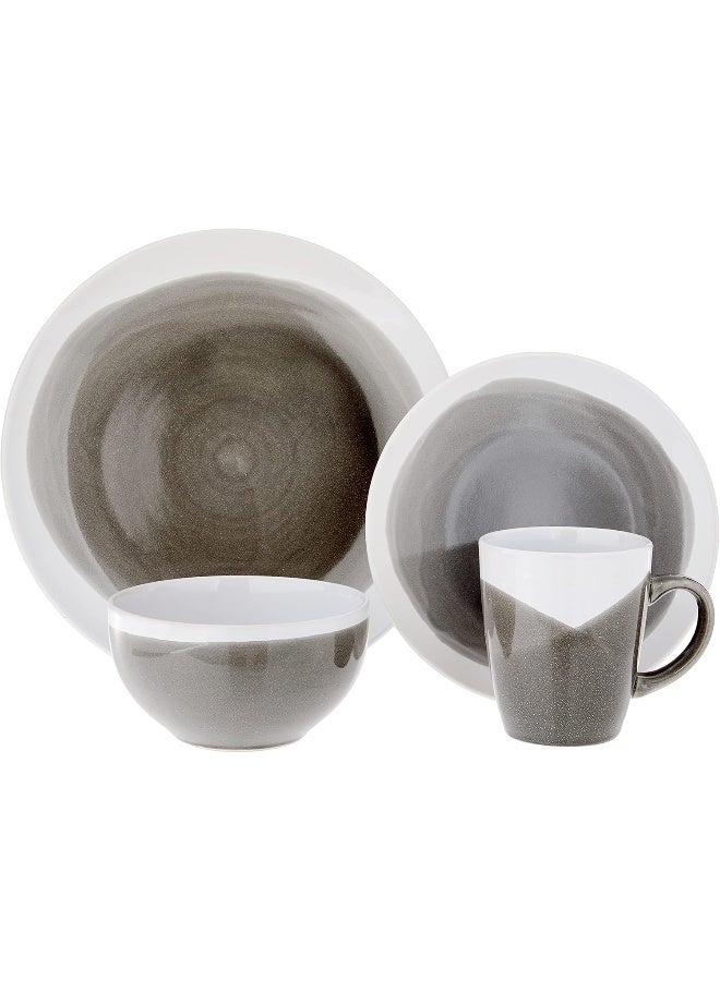 American Atelier Round Dinnerware Sets Charcoal Kitchen Plates Bowls and Mugs 16 Piece Stoneware Oasis Collection - Image 2