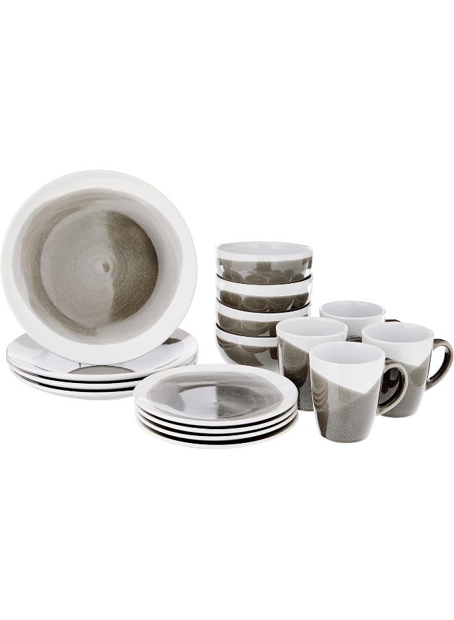 American Atelier Round Dinnerware Sets Charcoal Kitchen Plates Bowls and Mugs 16 Piece Stoneware Oasis Collection - Image 1