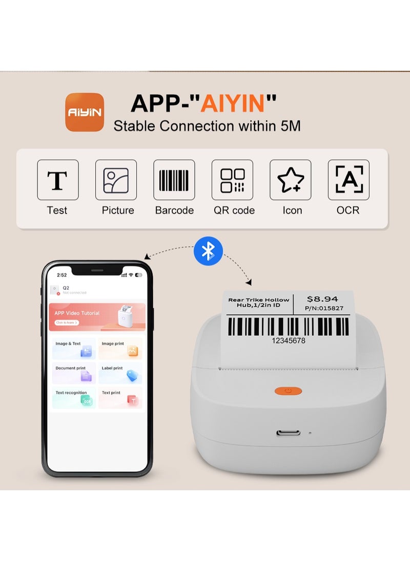 Generic Aiyin B23 Label Maker Thermal Portable Printer, Wireless Bluetooth Compatible with iOS & Android, Built-in 1200mAh Battery, Type-C,Home,Kitchen, Barcode and shipping Lable Maker and Printer.Support English and Arabic  - Image 4