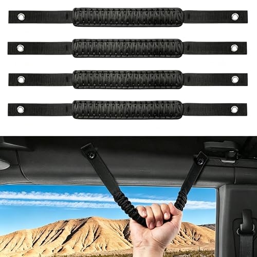 SFYHORK 4 PCS Roll Bar Grab Handles Compatible with FordBronco 2025 2024 2023 2022 2021 4 or 2 Door Upgrade Grab Handle Comfortable Paracord Grip Handle Black - Image 1