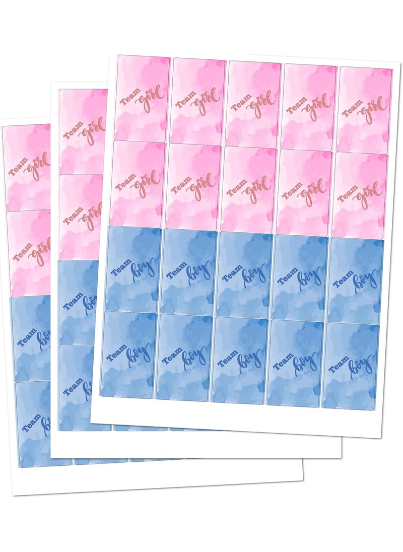 RokAPary 60 Team Girl Team Boy Mini Candy Bar Wrapper Miniatures Candy Bar Stickers Gender Reveal Pink and Blue Decorations Party Favors Made in USA  - Image 3