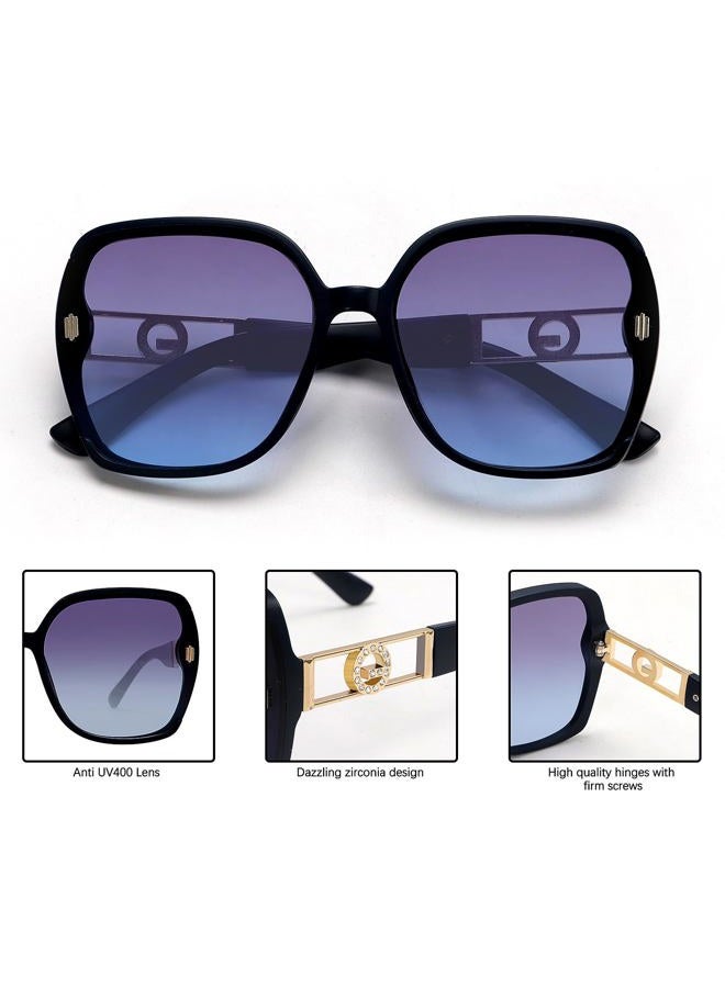 TYA Retro Oversized 70s Sunglasses for Women Men, 2025 Trendy Square Big Large Sun Glasses Vintage Designer Shades, Blue Frame-gradientblue Lens, Oversized - Image 5