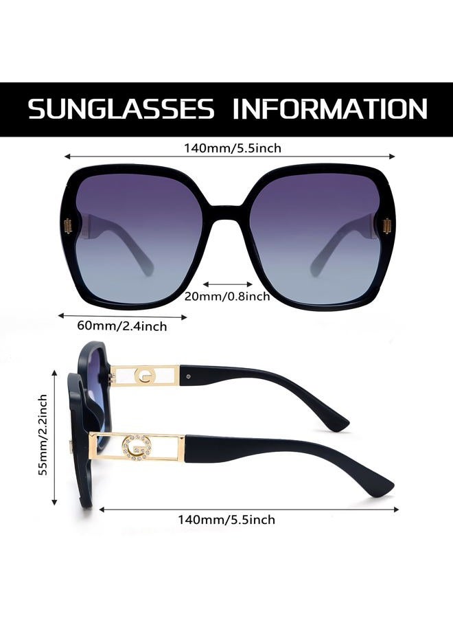 TYA Retro Oversized 70s Sunglasses for Women Men, 2025 Trendy Square Big Large Sun Glasses Vintage Designer Shades, Blue Frame-gradientblue Lens, Oversized - Image 4
