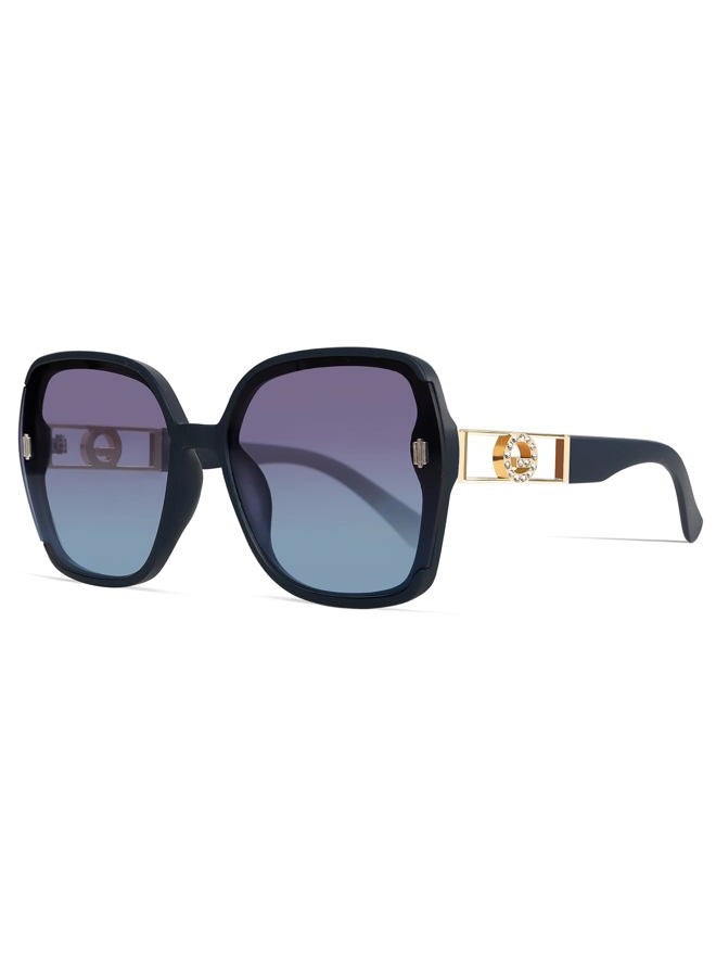 TYA Retro Oversized 70s Sunglasses for Women Men, 2025 Trendy Square Big Large Sun Glasses Vintage Designer Shades, Blue Frame-gradientblue Lens, Oversized - Image 1