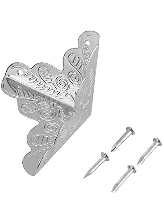 12pcs Vintage Metal Three Sides Corner Decorative Protectors Iron Cover Guard with Screws for Jewelry Gift Box Picture Frame(Silver) - Image 1