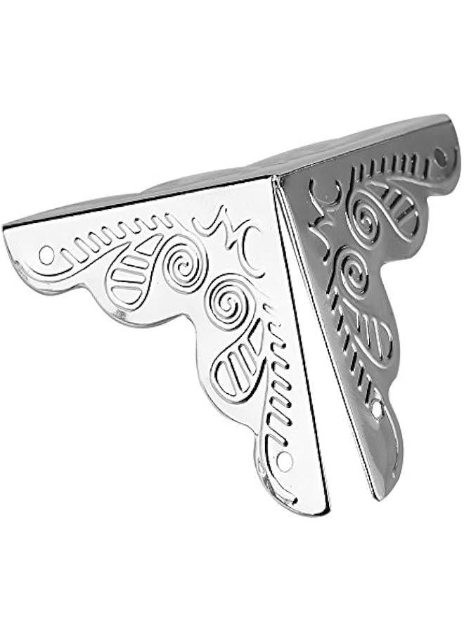 12pcs Vintage Metal Three Sides Corner Decorative Protectors Iron Cover Guard with Screws for Jewelry Gift Box Picture Frame(Silver) - Image 5