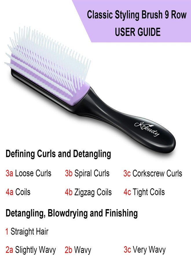 KTKUDY Curly Hair Brush Styling Brush 9 Row for Detangling & Defining Curls KTKUDY Hair Brush for Separating, Shaping Curls - Blow-Drying, Styling & Finishing Brush for Wavy, Curly or Coily Hair - Image 5