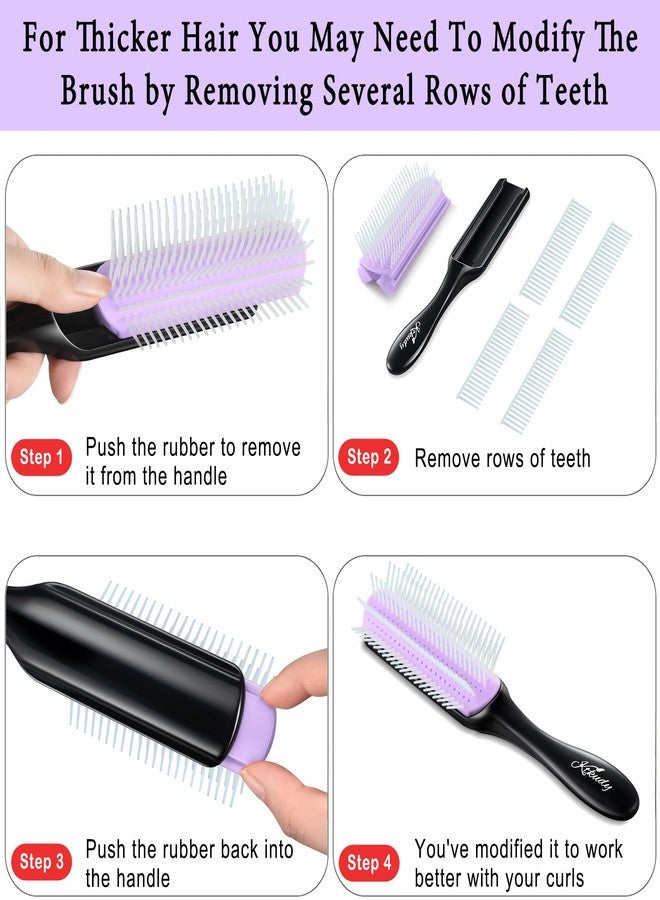KTKUDY Curly Hair Brush Styling Brush 9 Row for Detangling & Defining Curls KTKUDY Hair Brush for Separating, Shaping Curls - Blow-Drying, Styling & Finishing Brush for Wavy, Curly or Coily Hair - Image 4