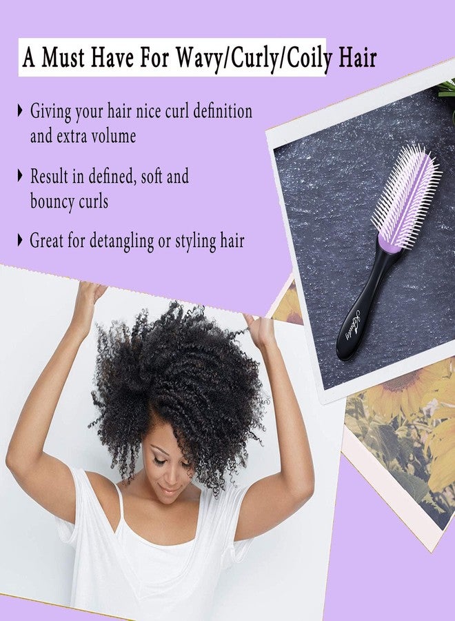 KTKUDY Curly Hair Brush Styling Brush 9 Row for Detangling & Defining Curls KTKUDY Hair Brush for Separating, Shaping Curls - Blow-Drying, Styling & Finishing Brush for Wavy, Curly or Coily Hair - Image 3