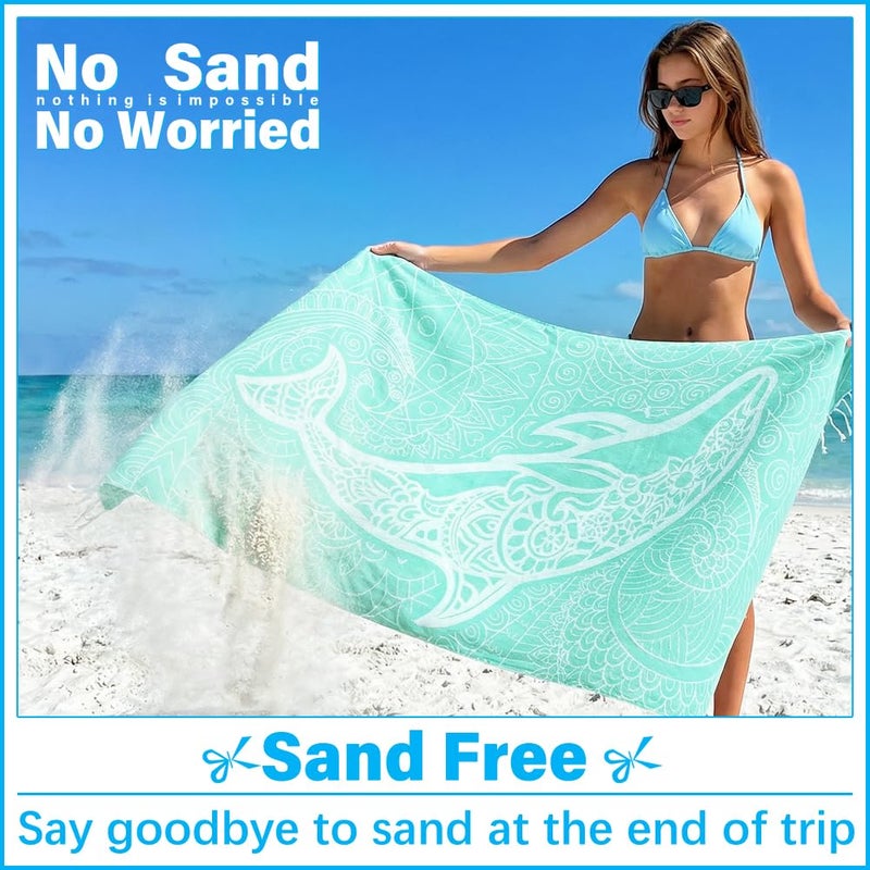 Vikumond Thin Turkish Beach Towel Lightweight Soft Cotton Extra Large XL Oversized Sand Free Sandproof Absorbent Quick Dry Towels Cloud Bath Pool Travel Compact Essentials Accessories for Adult Gifts - Image 3