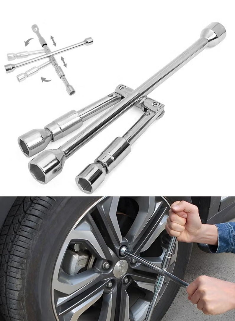 Multifunction Sliding Wrench Breaker Bar with 11/16 inch, 3/4 inch, 13/16 inch, and 7/8 inch (17, 19, 21, and 23 mm),4 Ports Universal Hexagon Spanner Wrench,Automotive Repair Tools - Image 1
