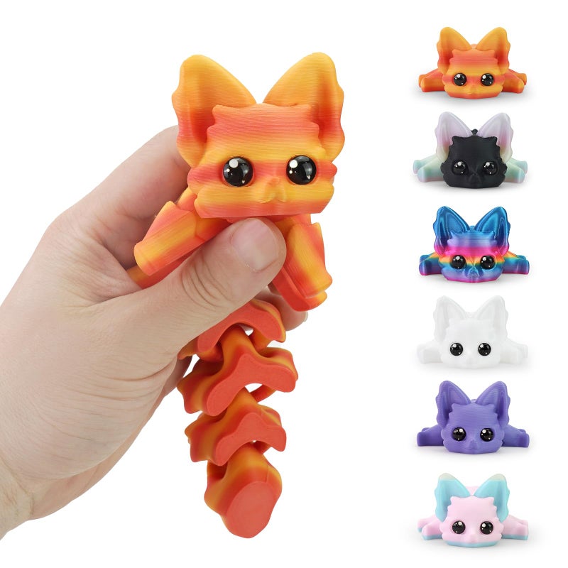 TiTiC 3D Printed Animals Articulated Flexible Fidget Toy8 Inches 3D Printed Fox Perfect Desk Pet for Animal Collectors Easter Basket Essentialsred Gold - Image 3