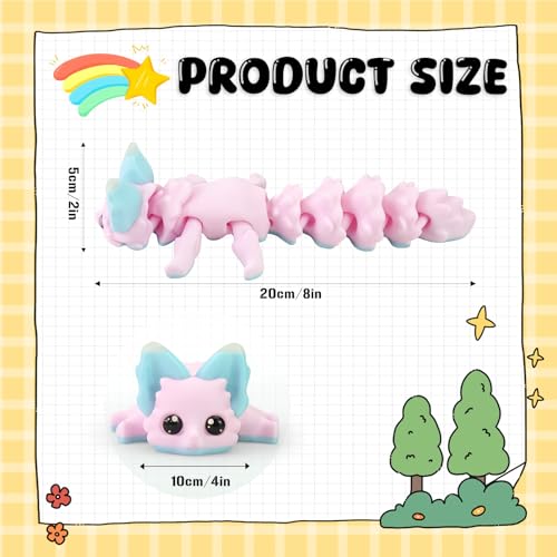 TiTiC 3D Printed Animals Articulated Flexible Fidget Toy8 Inches 3D Printed Fox Perfect Desk Pet for Animal Collectors Easter Basket Essentialsred Gold - Image 5