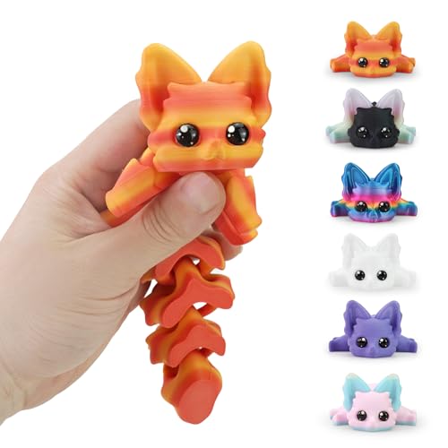 TiTiC 3D Printed Animals Articulated Flexible Fidget Toy8 Inches 3D Printed Fox Perfect Desk Pet for Animal Collectors Easter Basket Essentialsred Gold - Image 1