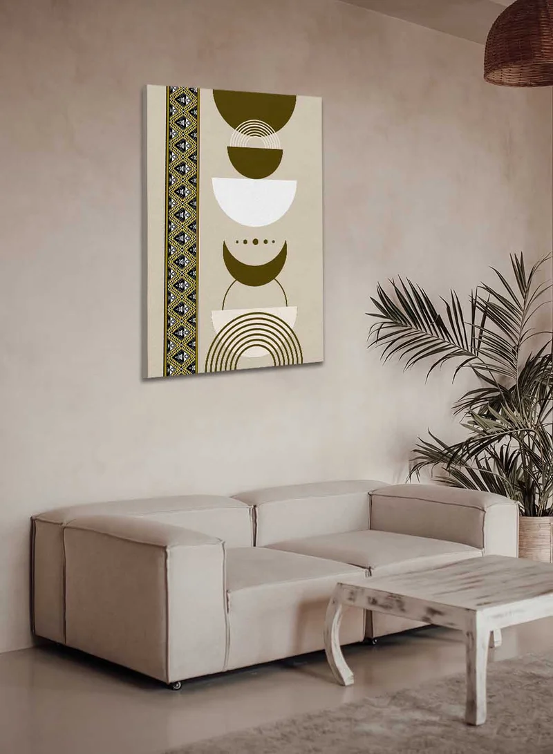 LOWHA Canvas Wall Art Stretched Over Wooden Frame with Saudi Inspired Pattern