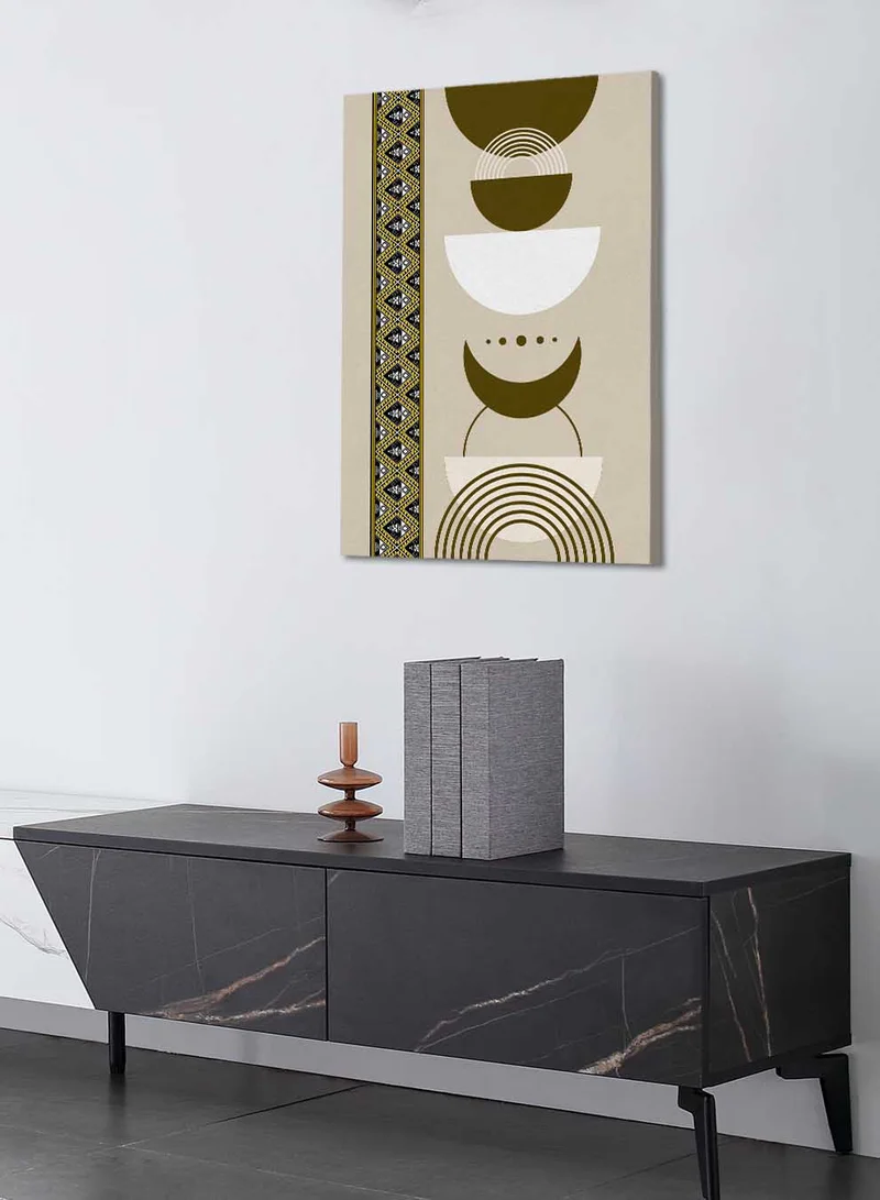 LOWHA Canvas Wall Art Stretched Over Wooden Frame with Saudi Inspired Pattern