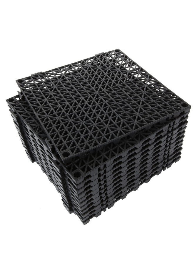 FengWu 12 Pack 12" Interlocking Rubber Bathroom Flooring Tiles Non-Slip Pool Mat Splicing Shower Mat Outdoor Cushion Mat for Drain, Deck, Pool, Patio, Balcony, Shower, Kitchen, Yard (Black)  - Image 1