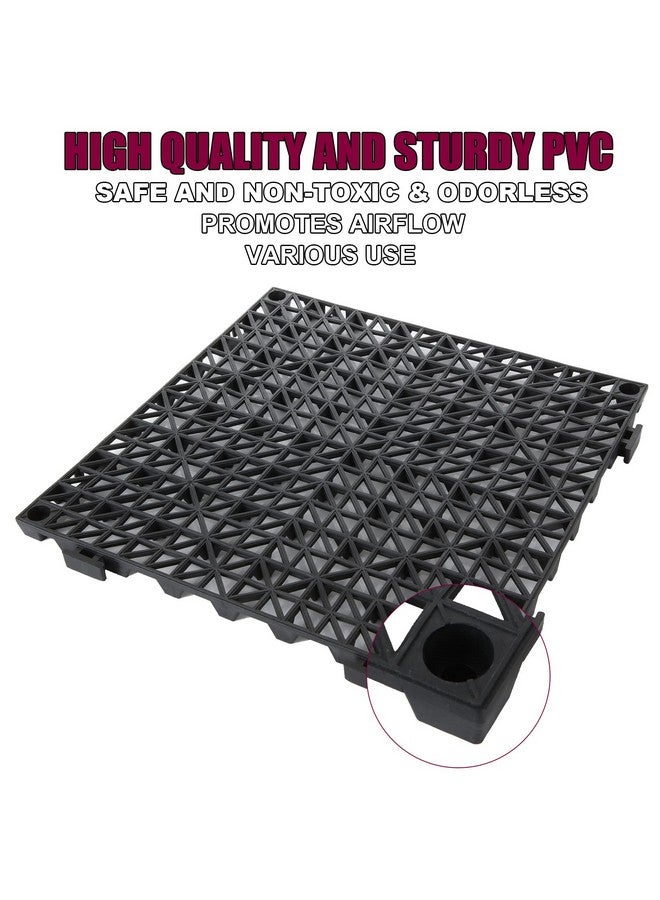 FengWu 12 Pack 12" Interlocking Rubber Bathroom Flooring Tiles Non-Slip Pool Mat Splicing Shower Mat Outdoor Cushion Mat for Drain, Deck, Pool, Patio, Balcony, Shower, Kitchen, Yard (Black)  - Image 5