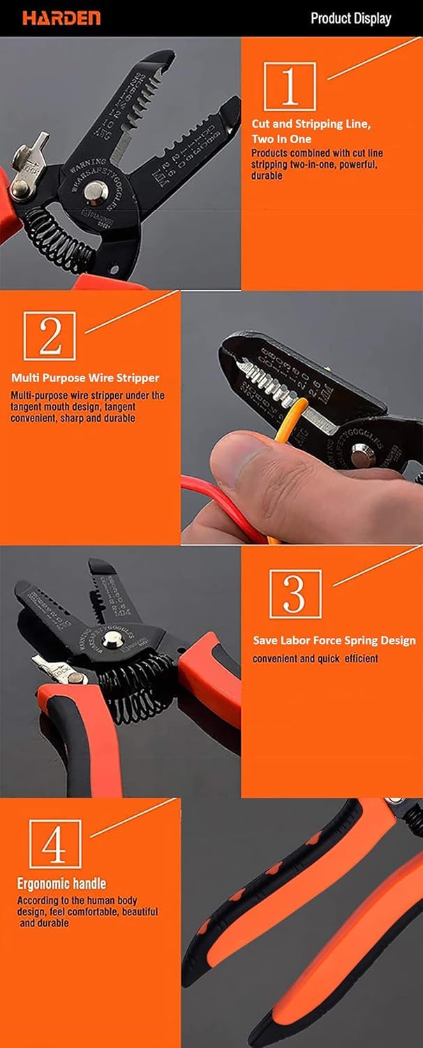Generic 7 Professional Electric Wire Cutter Stripper with Wire Stripping Force Adjustable Knob Save Labour Force Spring Design  - Image 4
