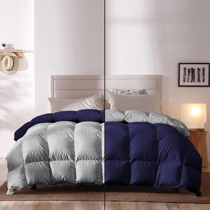 Grace Linen 400 GSM Winter Bedding Comforter for Single Size 60X90 Reversible Restful Sleep Soft Microfiber Single Size ComforterQuiltDuvetBlanket Single Size Navy BlueSilver Grey - Image 2