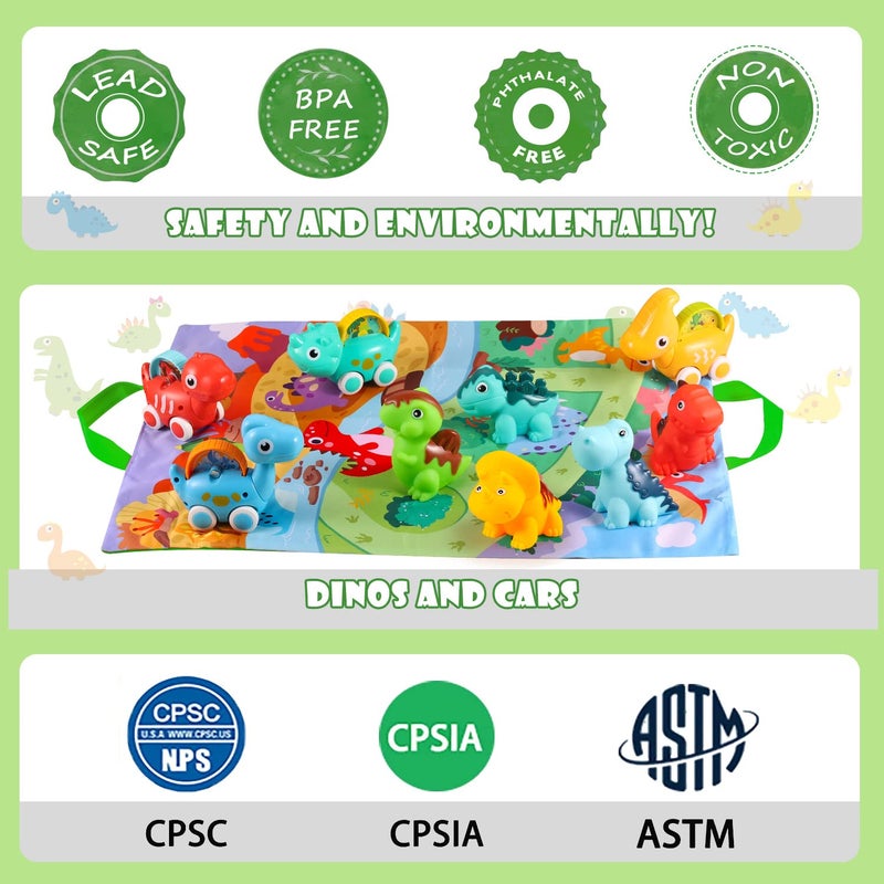 ALASOU 9 PCS Dinosaur Fantastic Creatures Car Toys for 1 Year Old Boy with Playmat/Storage Bag|Baby Toys 1 Year Old Boy Gifts for Toddler Toys 1-2|1st Birthday Gift for Infant 12 18 Months - Image 5