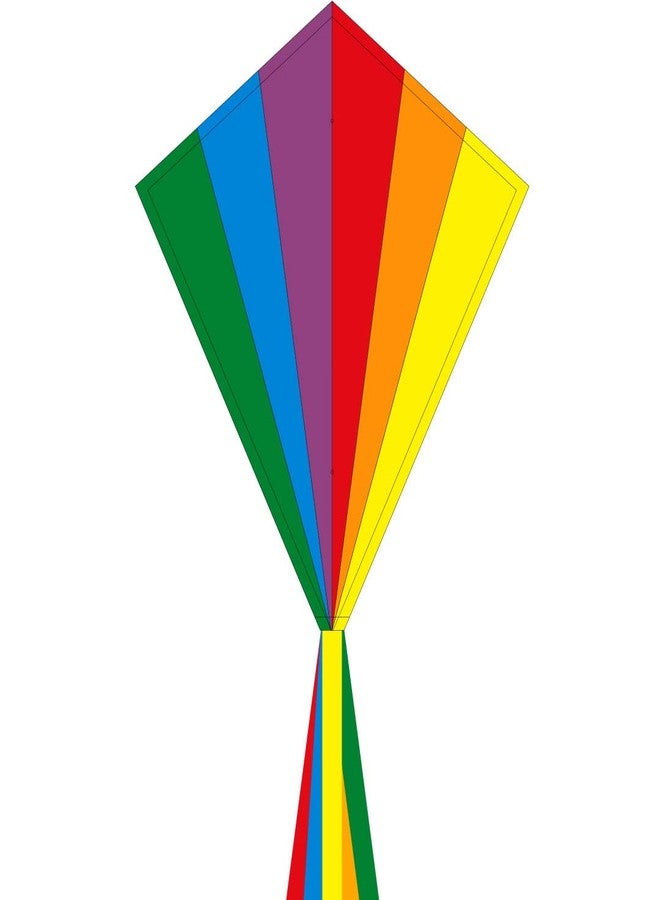 HQ Kites Rainbow Eddy Diamond Kite 28 Inch Single - Line Kite with Tail - Active Outdoor Fun for Ages 5 and Up - Image 1