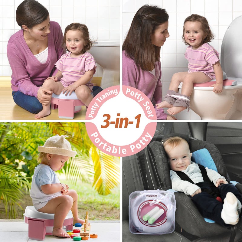 MCGMITT Portable Potty Seat for Kids Travel - Foldable Training Toilet Chair for Toddler Girls with Storage Bags for Outdoor and Indoor Easy to Clean(Pink) - Image 5