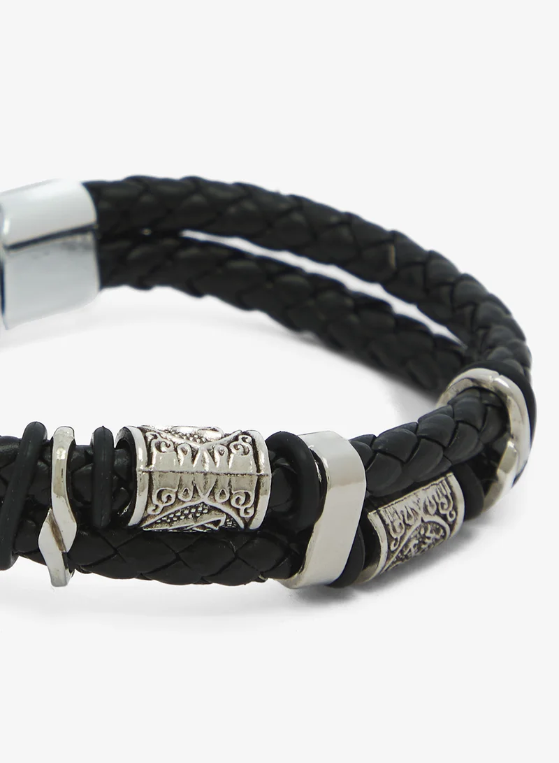 Seventy Five  Multi-Layer Braided Leather Bracelet for Men | Best Price UAE