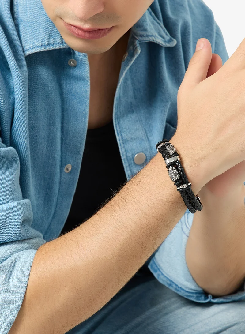 Seventy Five  Multi-Layer Braided Leather Bracelet for Men | Best Price UAE